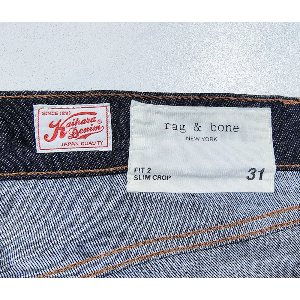 Rag & Bone Fit 2 Slim Crop Jeans Mens 31 Raw Indigo Kaihara Japanese Denim Denim - Picture 6 of 12